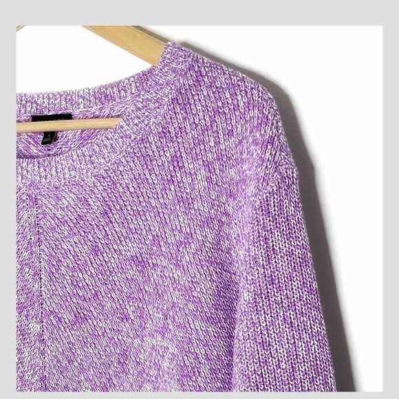 Talbots Shaker Stitch Sweater Pima Cotton Marled Purple Crew Neck Size Small - Picture 5 of 12